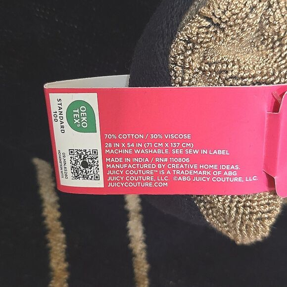 Juicy Couture Home Signature Logo Bow Oversized Plush Bath & Hand Towel Set - Picture 10 of 10